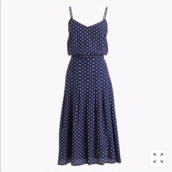 J. CREW Spaghetti-Strap Polka Dot Dress 100% Silk - Picture 1 of 7